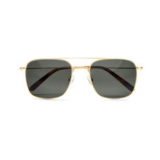 Aerodrome Aviator Sunglasses in Brushed Gold with Smooth Tan Case