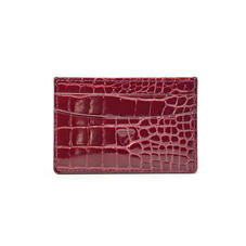 Slim Credit Card Holder in Bordeaux Patent Croc