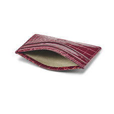 Slim Credit Card Holder in Bordeaux Patent Croc