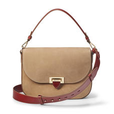 Slouchy Saddle Bag in Fog Nubuck & Smooth Tan