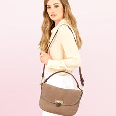 Slouchy Saddle Bag in Fog Nubuck & Smooth Tan