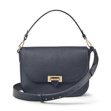 Slouchy Saddle Bag in Navy Pebble