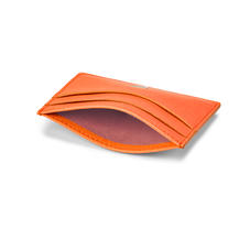 Slim Credit Card Holder in Bright Orange Saffiano