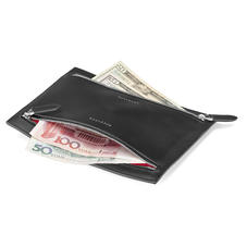 Multi Currency Wallet in Smooth Black with Black Zips