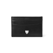 Slim Credit Card Holder in Smooth Black with Grey Land Snake