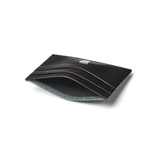 Slim Credit Card Holder in Smooth Black with Grey Land Snake