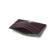 Slim Credit Card Holder in Smooth Chocolate & Green Land Snake