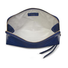 Large Essential Cosmetic Case in Deep Shine Blue Small Croc