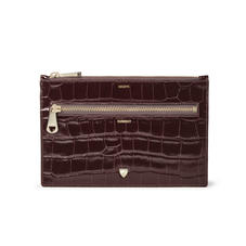 Receipts & Currency Pouch in Deep Shine Amazon Brown Croc