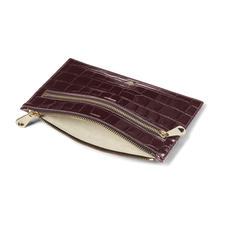 Receipts & Currency Pouch in Deep Shine Amazon Brown Croc