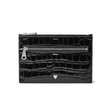 Receipts & Currency in Deep Shine Black Croc
