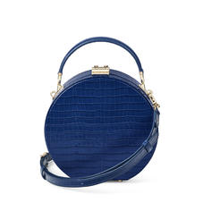 Hat Box in Deep Shine Blue Small Croc