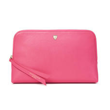Large Essential Cosmetic Case in Bright Pink Saffiano