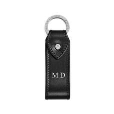 Leather Loop Keyring in Smooth Black