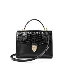 Mayfair Bag in Black Patent Croc & Smooth Black