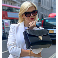 Mayfair Bag in Black Patent Croc & Smooth Black
