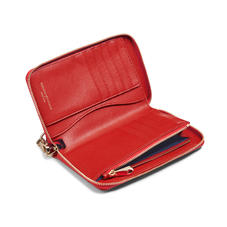 Midi Continental Wallet with Wrist Strap in Scarlet Saffiano