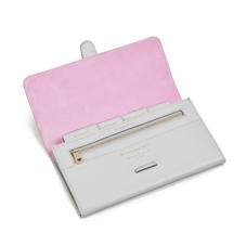 Classic Travel Wallet in Light Grey Saffiano