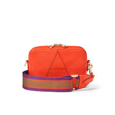 Camera 'A' Bag in Orange Small Grain Pebble with Webbing Strap