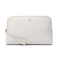 Large Essential Cosmetic Case in Light Grey Saffiano