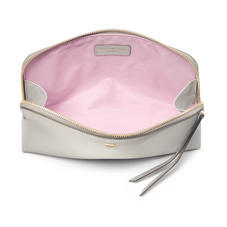 Large Essential Cosmetic Case in Light Grey Saffiano