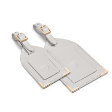 Set of 2 Luggage Tags in Light Grey Saffiano