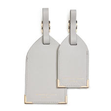 Set of 2 Luggage Tags in Light Grey Saffiano