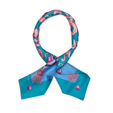 Signature Shield Silk Neck Bow Scarf in Bluebird