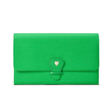 Classic Travel Wallet in Bright Green Saffiano