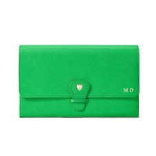 Classic Travel Wallet in Bright Green Saffiano