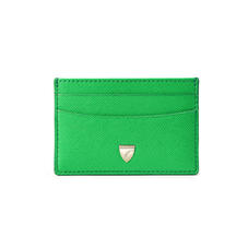 Slim Credit Card Holder in Bright Green Saffiano