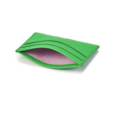 Slim Credit Card Holder in Bright Green Saffiano