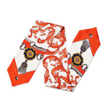 Signature Shield Silk Neck Bow Scarf in Orange