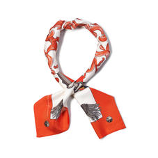 Signature Shield Silk Neck Bow Scarf in Orange