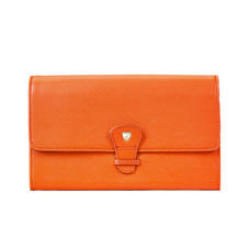 Classic Travel Wallet in Bright Orange Saffiano