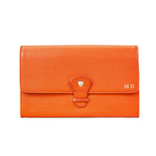 Classic Travel Wallet in Bright Orange Saffiano