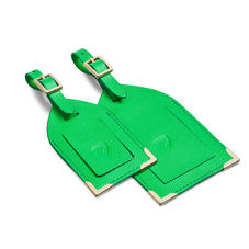 Set of 2 Luggage Tags in Bright Green Saffiano