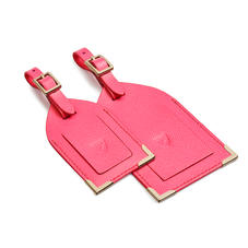 Set of 2 Luggage Tags in Bright Pink Saffiano