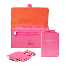 Travel Collection in Bright Pink Saffiano