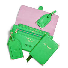 Travel Collection in Bright Green Saffiano