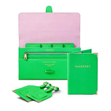 Travel Collection in Bright Green Saffiano