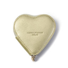 Heart Coin Purse in Gold Saffiano