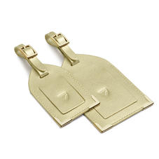 Set of 2 Luggage Tags in Gold Saffiano