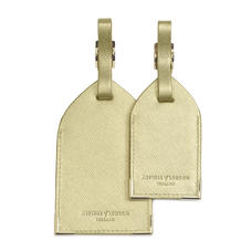 Set of 2 Luggage Tags in Gold Saffiano