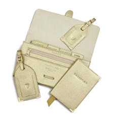 Travel Collection in Gold Saffiano