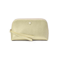 Small Essential Cosmetic Case in Gold Saffiano