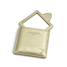 Compact Mirror in Gold Saffiano