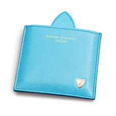 Compact Mirror in Bright Blue Saffiano