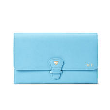Classic Travel Wallet in Bright Blue Saffiano