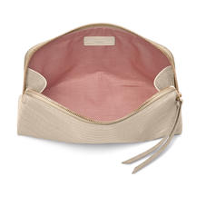 Large Essential Cosmetic Case in Soft Taupe Patent Croc